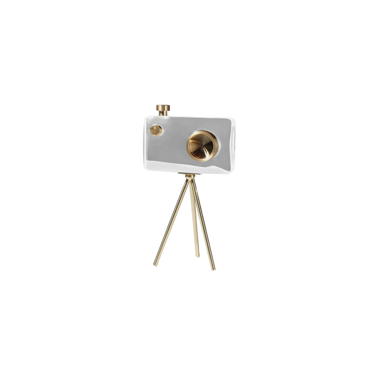 Gold Crystal Camera Sculpture – Handcrafted Tripod Decor