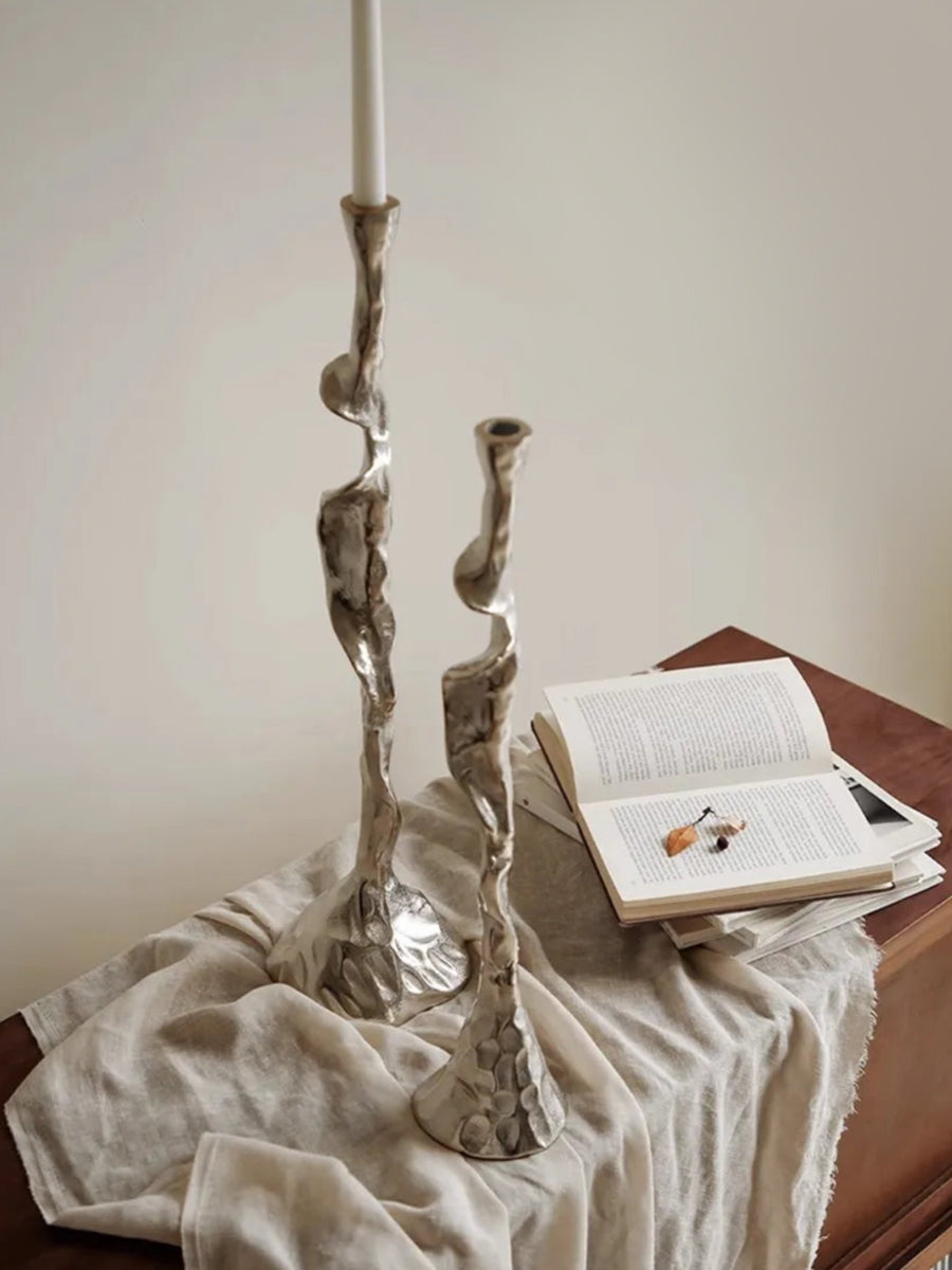 French Candlestick Holder - Retro Carved Alloy Metal Candle Stand
