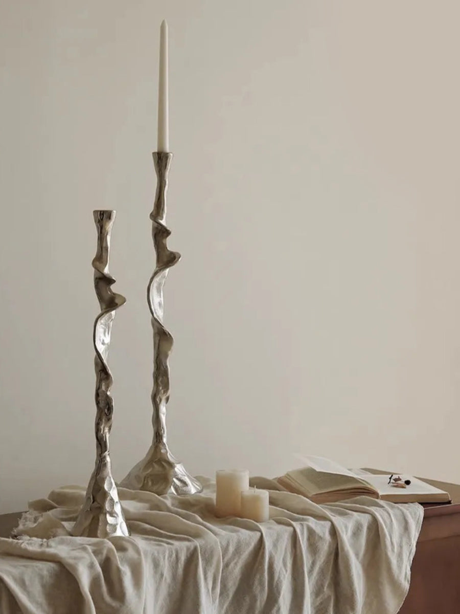 French Candlestick Holder - Retro Carved Alloy Metal Candle Stand