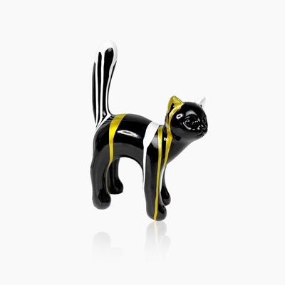 Walking Cat Sculpture - Painted Resin Figurine
