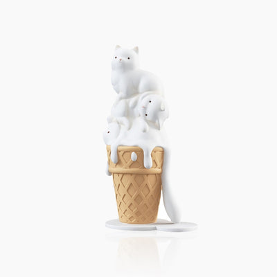 Ice Cream Cat Sculpture - Resin Melting Art