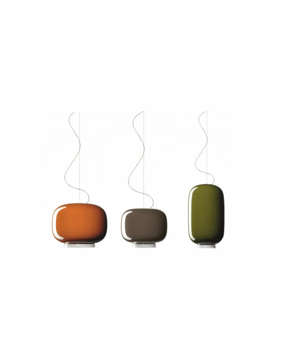 Glossy glass stone pendant light, front view