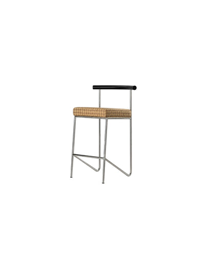 wire frame bar stool with backrest in orange - front view product photo