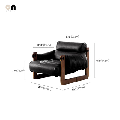 Vintage Lounge Chair - Solid Wood Wide Seat Sofa