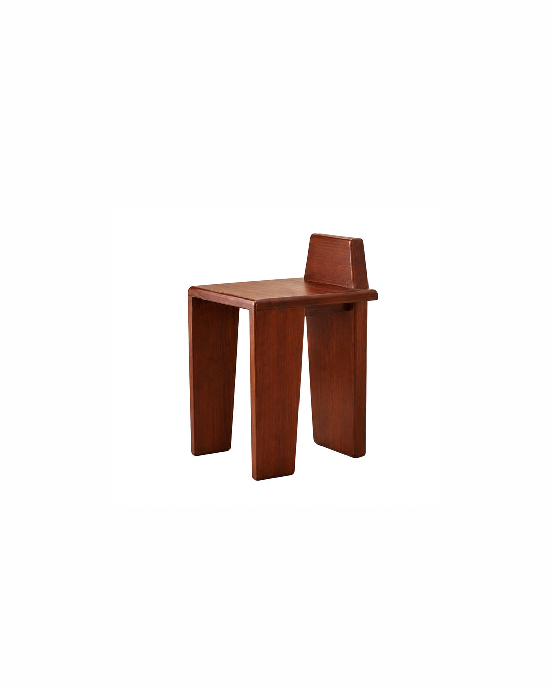 solid wood brutalist block dining chair in natural wood finish - front view product photo