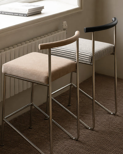 bar stool triangular cross-leg base detail shot showing stability structure