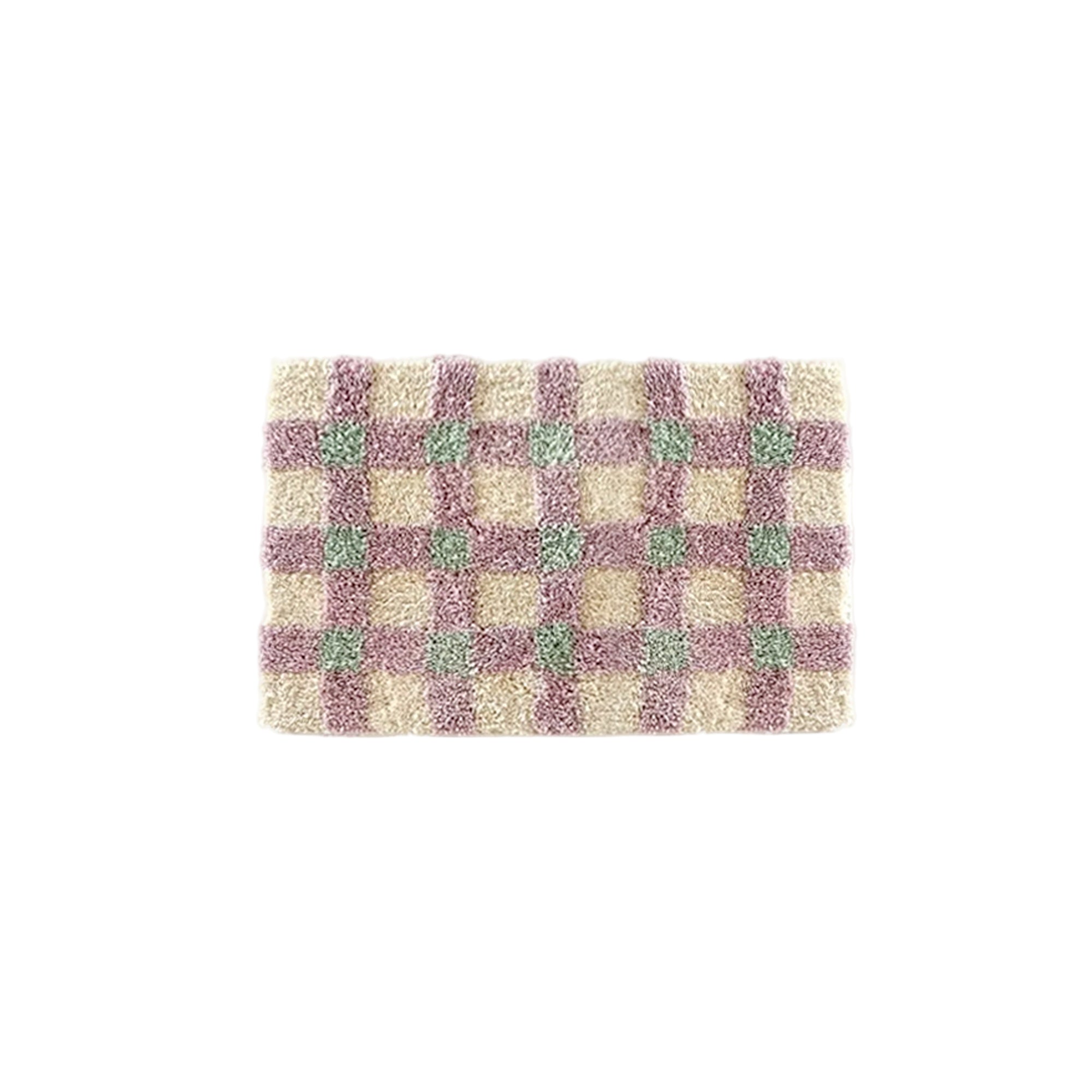 Checkerboard Bedside Rug - Pastel Area Rug Soft Cozy Carpet