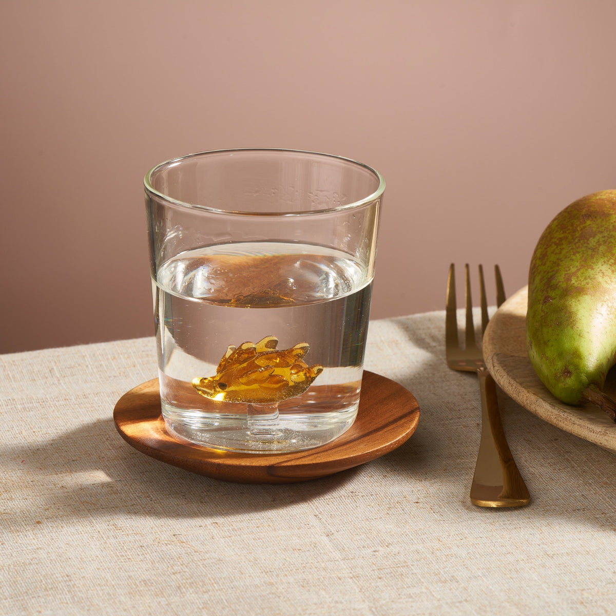 clear glass tumbler with animal