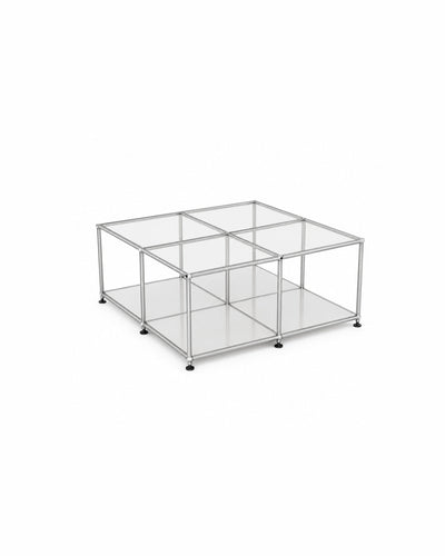 4x4 grid coffee table with white bottom panel, front view