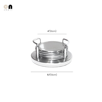 Stainless Steel Coaster Set - 6-Piece Holder Included