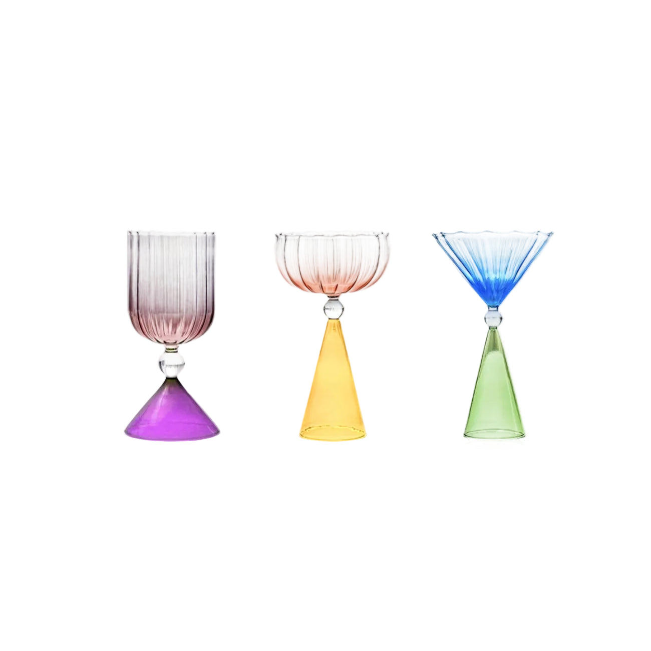 Colorful Cocktail Glass - Cone Shaped Borosilicate Drinkware