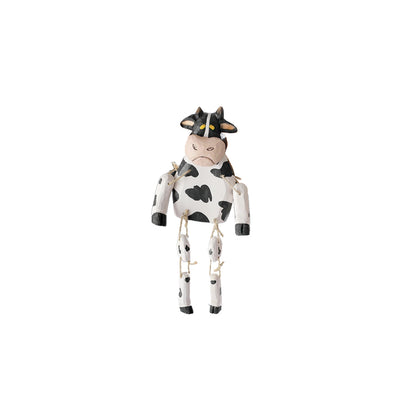 Wooden Cow Puppet Hand Carved Movable Toy