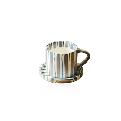 Ceramic Striped Plate – Brush Touch Art Design