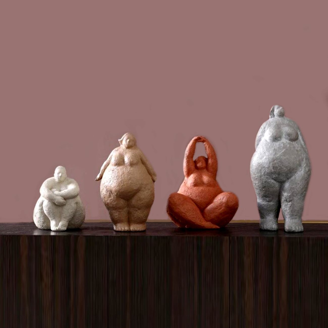 Curvy Yoga Sculpture - Resin Female Figurine Art