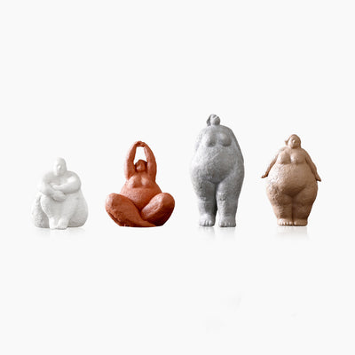 Curvy Yoga Sculpture - Resin Female Figurine Art