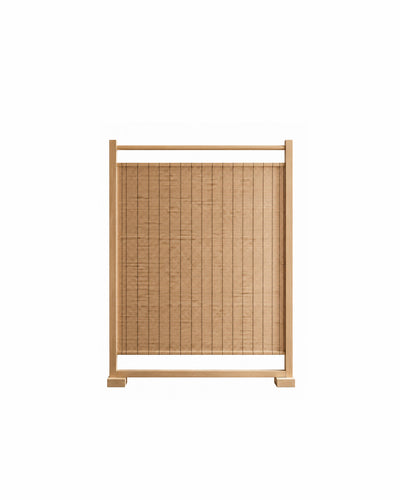 Beech finish natural reed room divider, front view