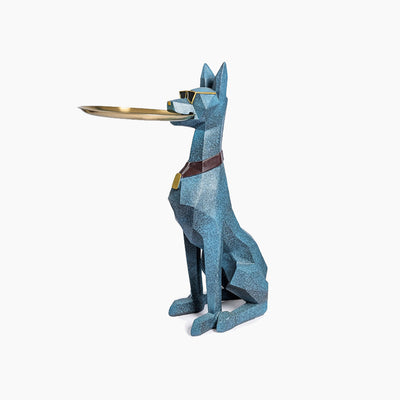 Dobermann Dog Statue - Large Resin Guard Sculpture with Front Door Key Holder