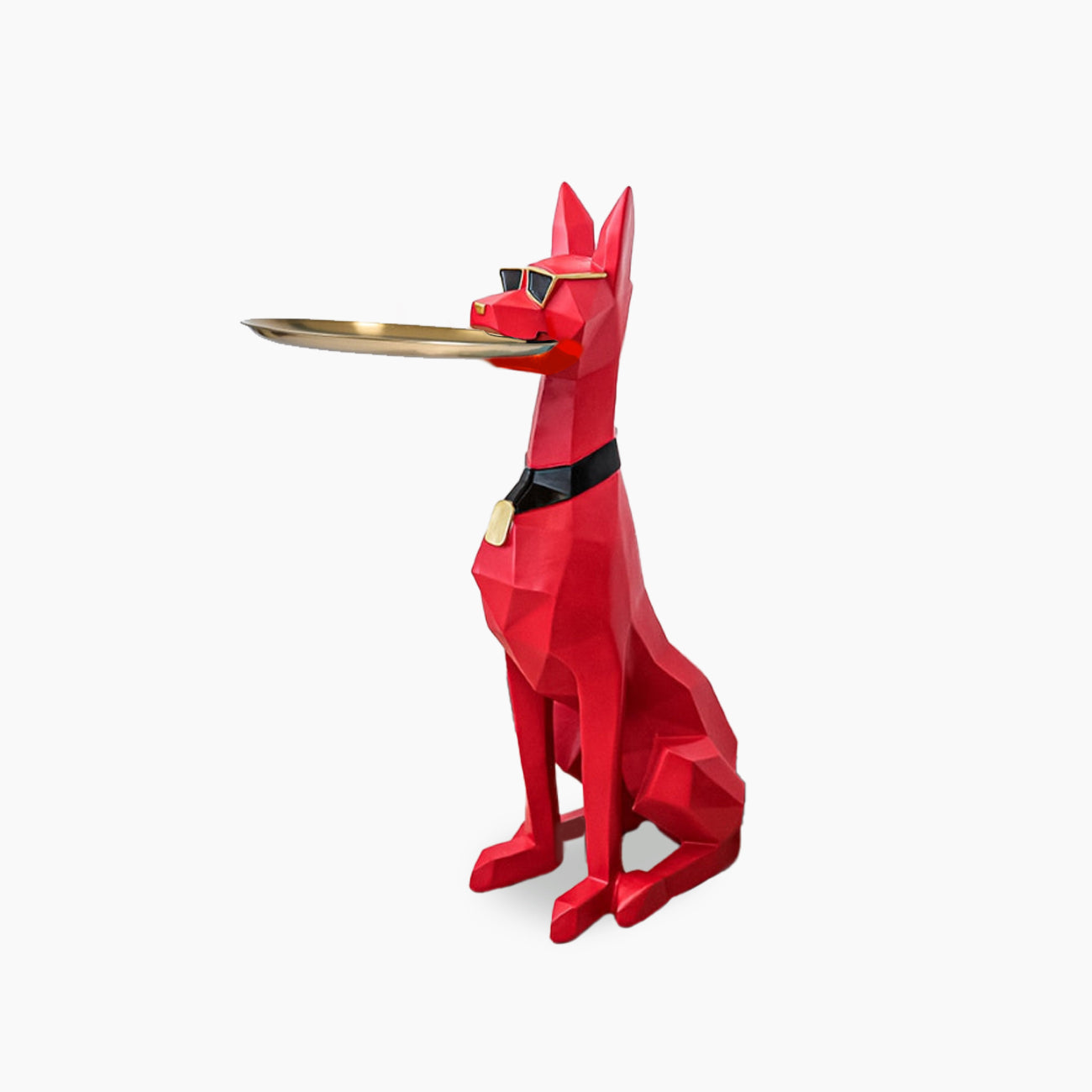 Dobermann Dog Statue - Large Resin Guard Sculpture with Front Door Key Holder