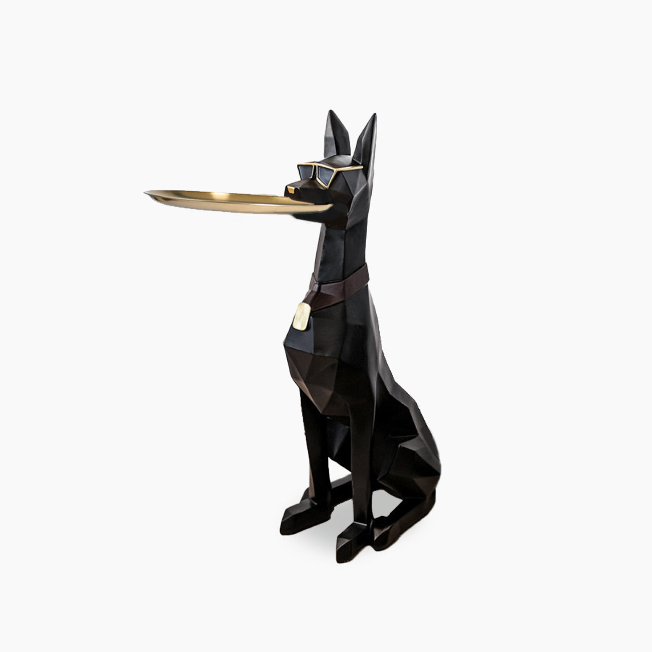 Dobermann Dog Statue - Large Resin Guard Sculpture with Front Door Key Holder