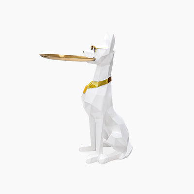 Dobermann Dog Statue - Large Resin Guard Sculpture with Front Door Key Holder