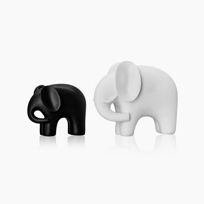 Nordic Elephant Statue - White Resin Sculpture