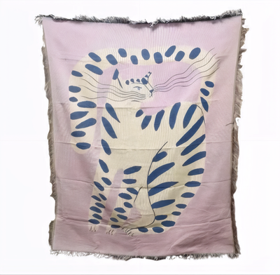 Pink Cat Throw Blanket - Soft Cotton Cozy 51x63