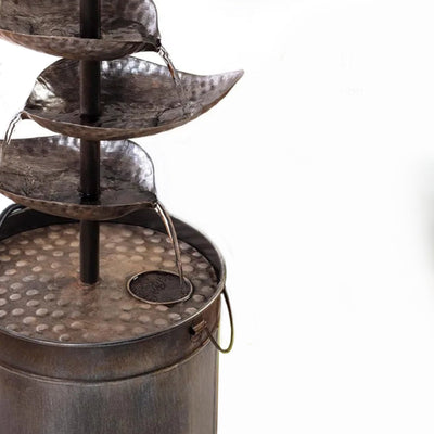 Metal Water Fountain - Tiered Floor Leaf Design