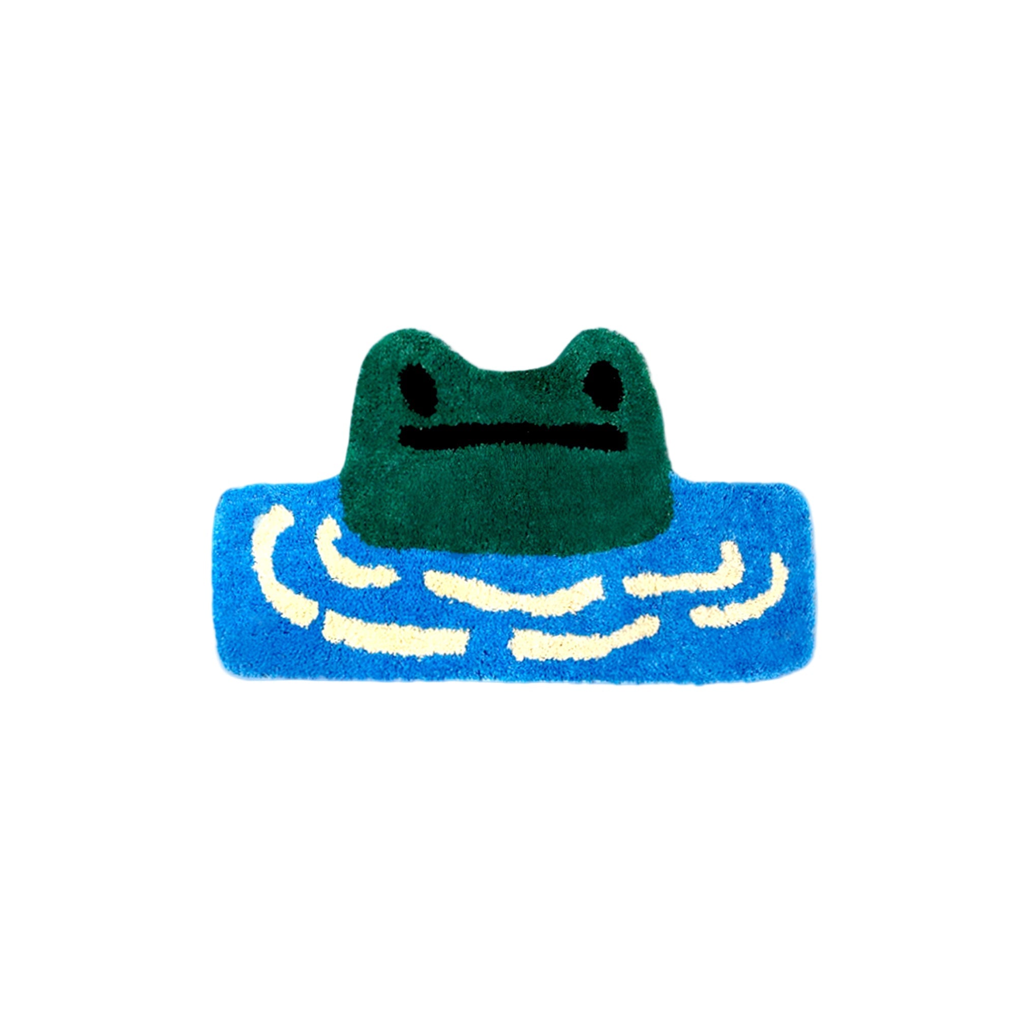 Hand Crafted Frog Rug | Plush Bath Mat With Ripple Pattern