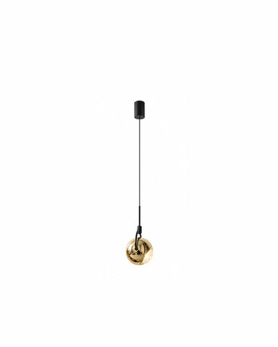 mini aluminum orb pendant light in gold - front view product photo