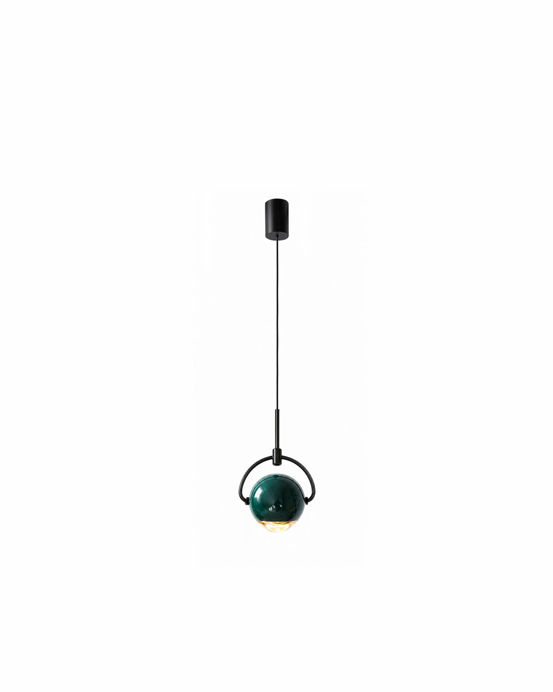 mini aluminum orb pendant light in green - front view product photo