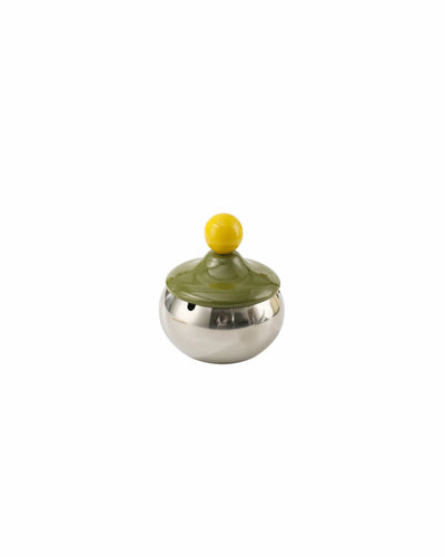 Green yellow dopamine ball ashtray, front view