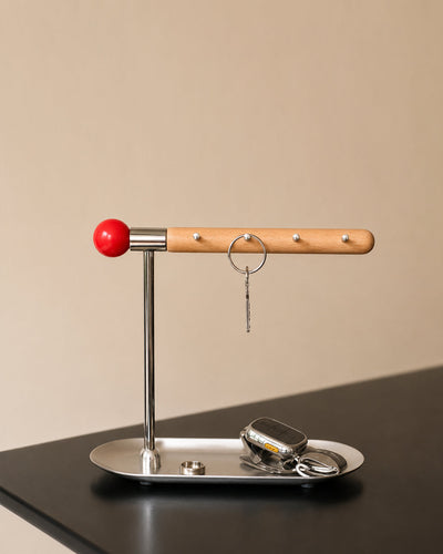 Key organizer tray holding wallet and small items