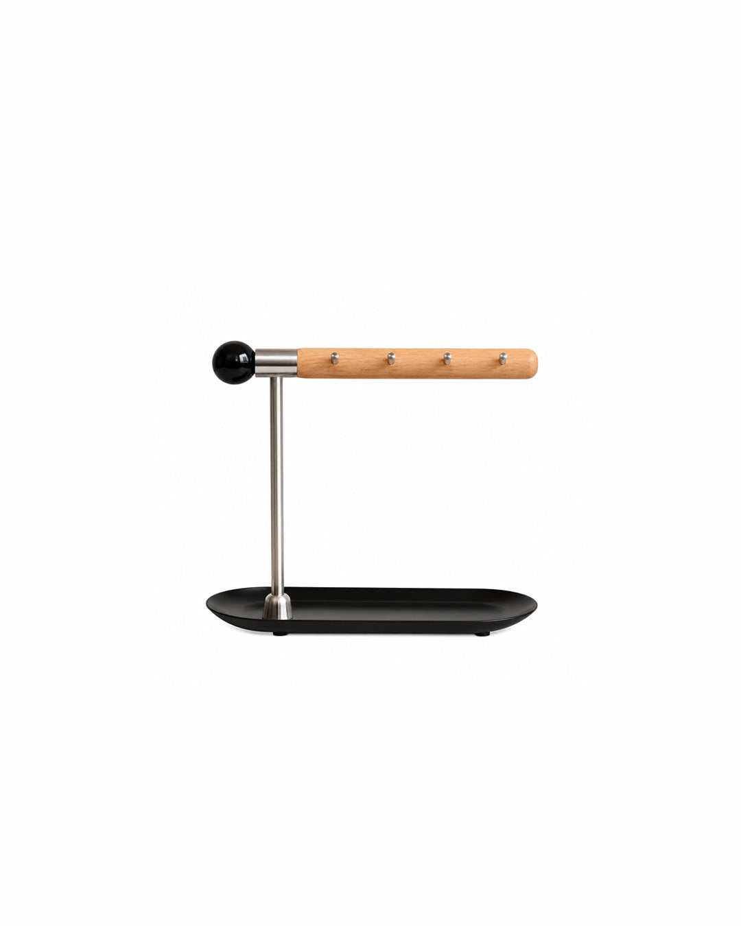 Black key hook tray organizer, front view