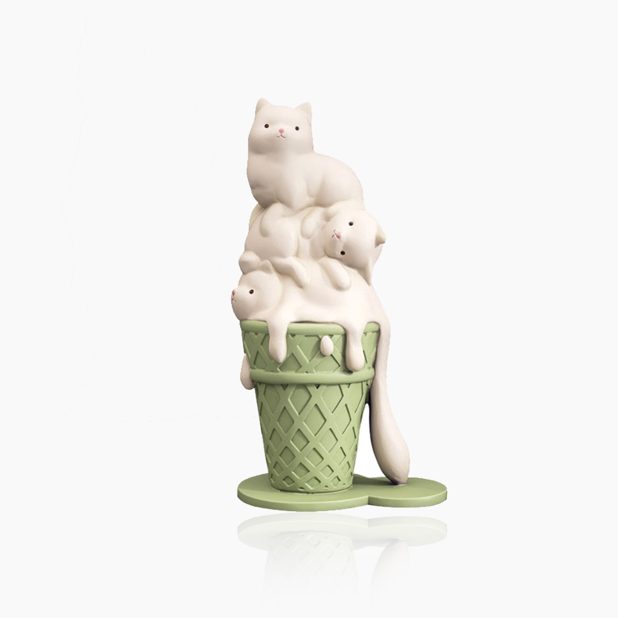 Ice Cream Cat Sculpture - Resin Melting Art