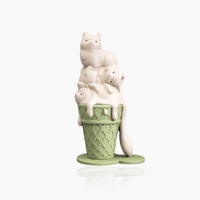 Ice Cream Cat Sculpture - Resin Melting Art