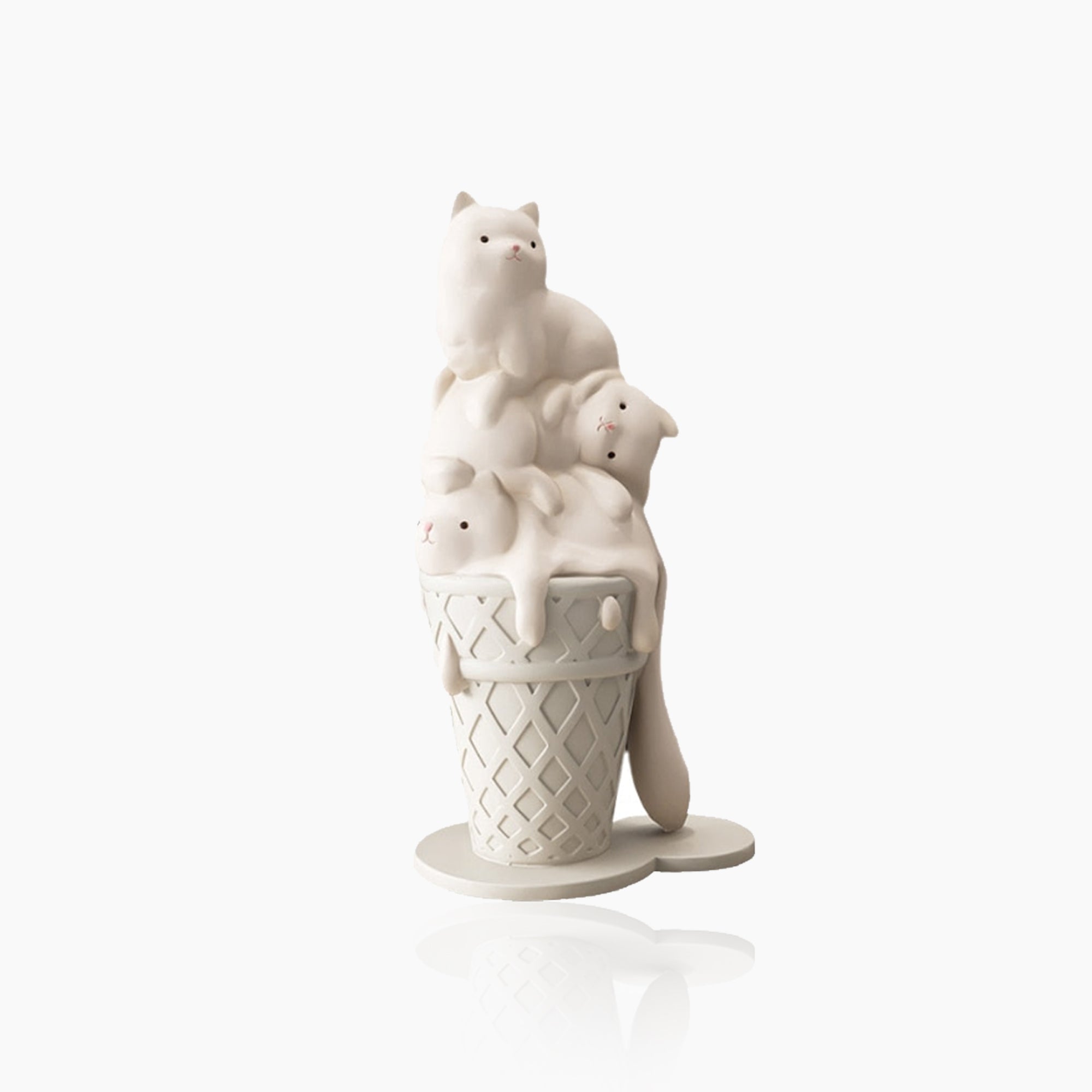 Ice Cream Cat Sculpture - Resin Melting Art