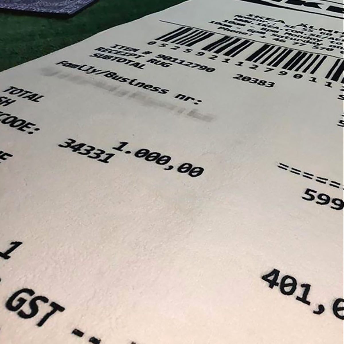 IKEA Receipt Rug - Quirky Oversized Floor Mat