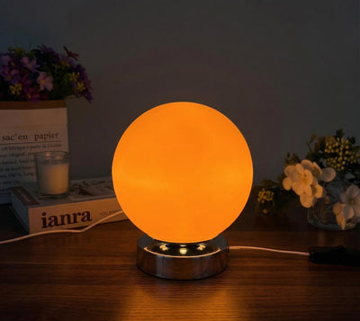 Orange Retro Glass Ball Chrome Table Lamp