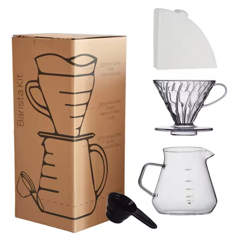 Pour Over Coffee Dripper Set with 600ml Glass Server