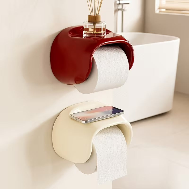space saving bathroom toilet paper organizer with adhesive mounting