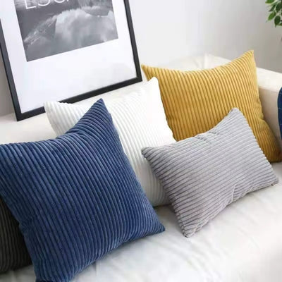 Striped Corduroy Cushion Cover Solid Color Sofa Pillowcase