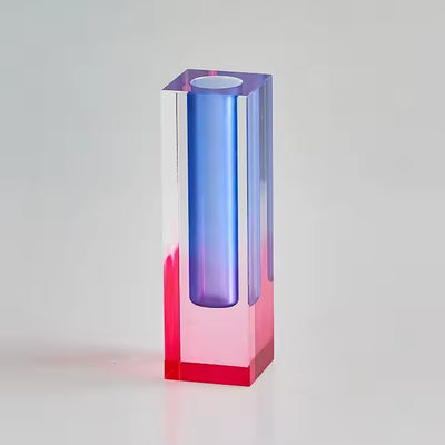 Modern Rainbow Pillar Bud Vase Decorative Acrylic Tabletop Vase
