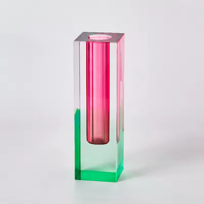 Modern Rainbow Pillar Bud Vase Decorative Acrylic Tabletop Vase