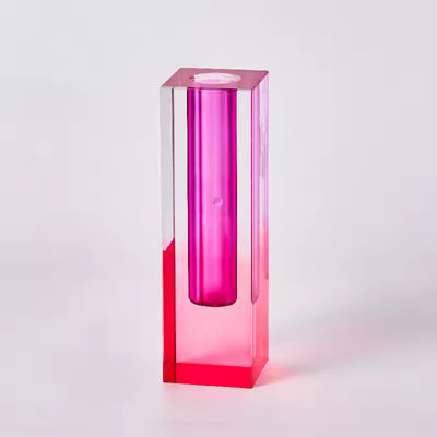 Modern Rainbow Pillar Bud Vase Decorative Acrylic Tabletop Vase