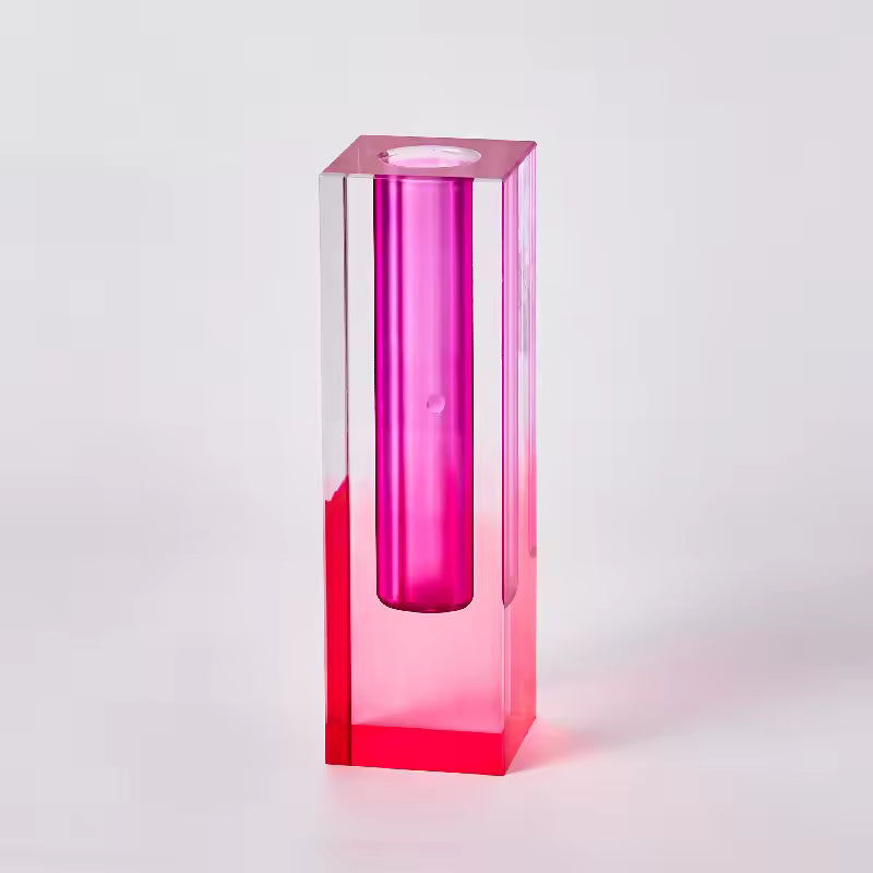 Modern Rainbow Pillar Bud Vase Decorative Acrylic Tabletop Vase