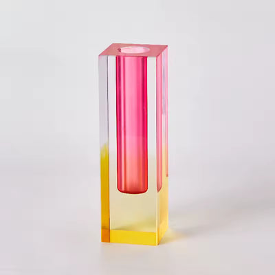 Modern Rainbow Pillar Bud Vase Decorative Acrylic Tabletop Vase
