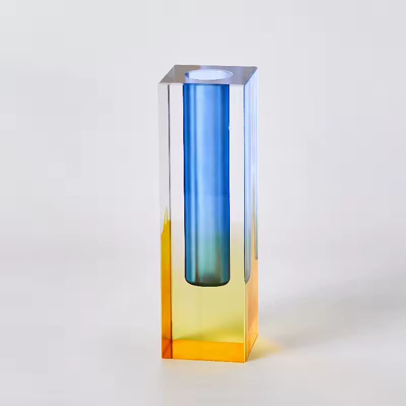 Modern Rainbow Pillar Bud Vase Decorative Acrylic Tabletop Vase