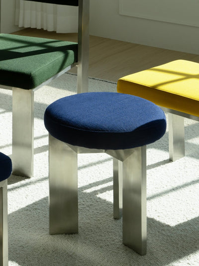 TRIO PERCH | Linen-Top Tripod Accent Stool