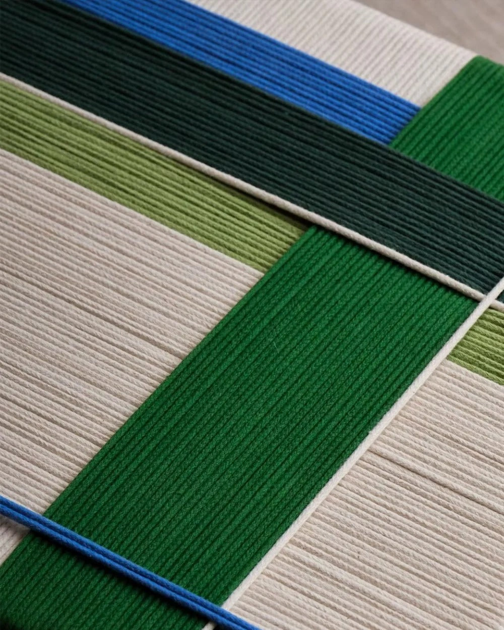 PLAID KNOT | Woven Cord Square Stool, Beech or Walnut