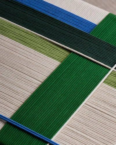 PLAID KNOT | Woven Cord Square Stool, Beech or Walnut